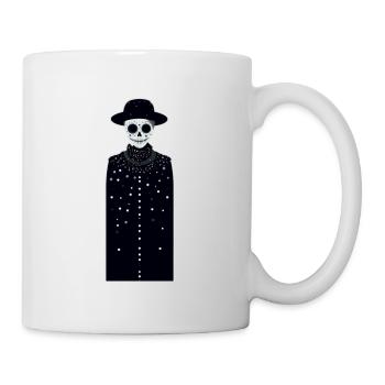Un squelette blanc souriant portant un chapeau et de longues - Mug blanc - blanc - Droite