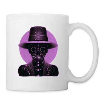 Squelette violet comme la tête portant un chapeau - Mug blanc - blanc - Droite