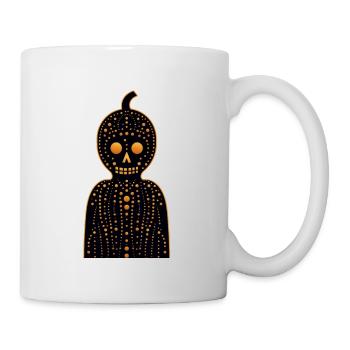 Ein orangefarbener Lebkuchenmann, Halloween, Punkte - Tasse - Weiß - Rechts