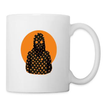 Spooky man wearing a polka dot hood - Mug - white - Right