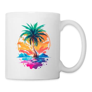 Palm tree in front of sunset | Tropical Paradise - Mug - white - Right