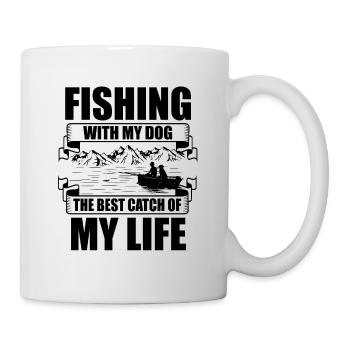Angeln Hundebesitzer Hundeliebhaber Perfect Fishing Funn - Tasse - Weiß - Rechts