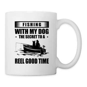 Angeln Hundebesitzer Hundeliebhaber Perfect Fishing Funn - Tasse - Weiß - Rechts