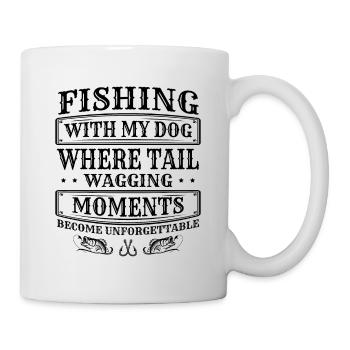 Angeln Hundebesitzer Hundeliebhaber Perfect Fishing Funn - Tasse - Weiß - Rechts
