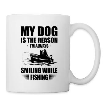 Angeln Hundebesitzer Hundeliebhaber Perfect Fishing Funn - Tasse - Weiß - Rechts