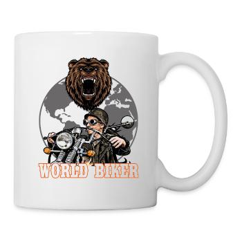 Cycliste du monde. Globe-trotter. Voyageur. - Mug blanc - blanc - Droite