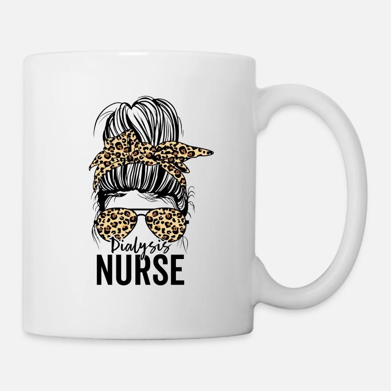 Lustige Dialyseschwester Nephrologie Messy Bun - Tasse - Weiß