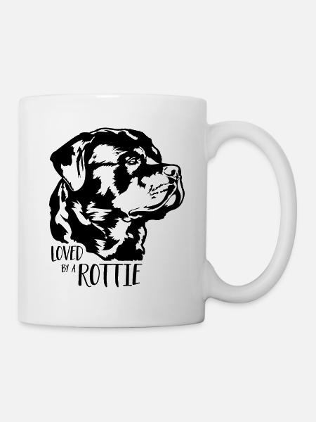 Loved by a Rottie Hunde Rottweiler Hund Wilsigns - Tasse - Weiß