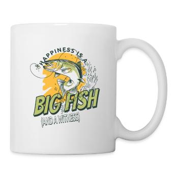 Angler Angeln Geschenkidee Happiness Is A Big Fish - Tasse - Weiß - Rechts