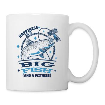 Angler Angeln Geschenkidee Happiness Is A Big Fish - Tasse - Weiß - Rechts