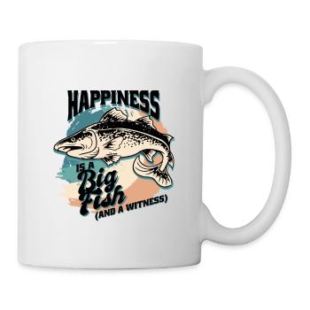 Angler Angeln Geschenkidee Happiness Is A Big Fish - Tasse - Weiß - Rechts