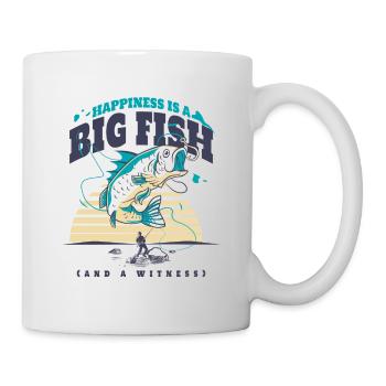 Angler Angeln Geschenkidee Happiness Is A Big Fish - Tasse - Weiß - Rechts