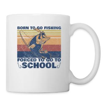 Angeln Né pour aller à la pêche Forcé d’aller à l’école - Mug blanc - blanc - Droite