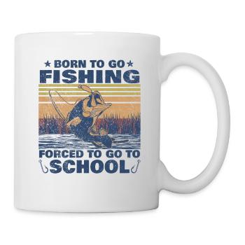 Angeln Né pour aller à la pêche Forcé d’aller à l’école - Mug blanc - blanc - Droite