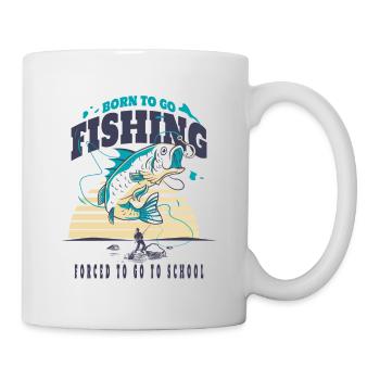 Angeln Né pour aller à la pêche Forcé d’aller à l’école - Mug blanc - blanc - Droite
