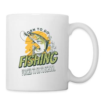 Angeln Né pour aller à la pêche Forcé d’aller à l’école - Mug blanc - blanc - Droite
