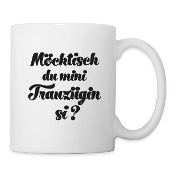 Möchtisch du min Trauzügin si Trauzeugin Schweiz - Tasse - Weiß - Rechts