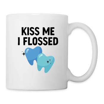 Küss mich ich Zahnseide Zahnarzt Zahnheilkunde Zahn D - Tasse - Weiß - Rechts
