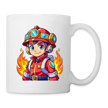 Held in Rot der Feuerwehrmann - Tasse - Weiß - Rechts