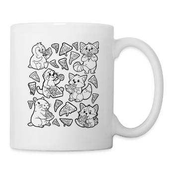 Pizza Doodle: Capybara, Fuchs, Corgi, Otter - Tasse - Weiß - Rechts