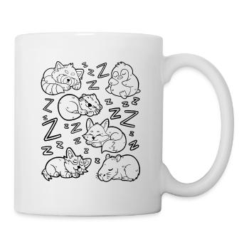 Sleeping animals: capybara, fox, corgi, otter - Mug - white - Right