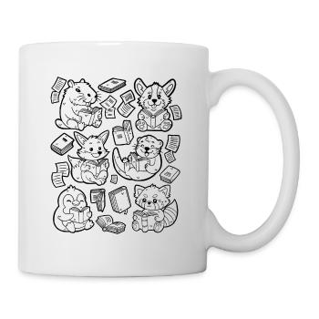 Bücher lesen: Capybara, Fuchs, Corgi, Otter - Tasse - Weiß - Rechts