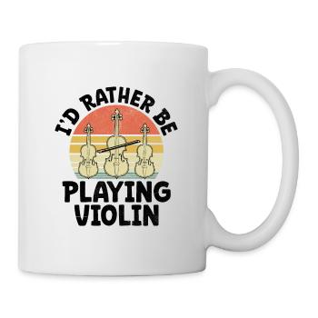 Retro Ich würde lieber Violine spielen, Geigerin Bratsche - Tasse - Weiß - Rechts