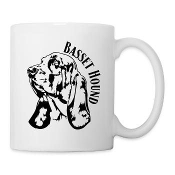Basset Hound Portrait Hunde Hund Wilsigns - Tasse - Weiß - Rechts