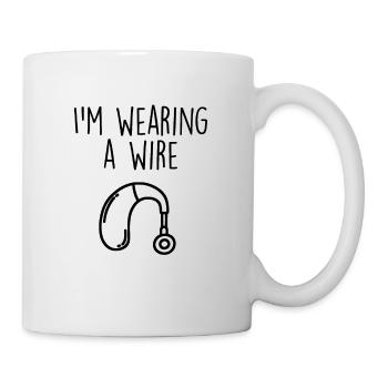 Wearing A Wire Deaf Awareness Funny ASL Sign - Mug - white - Right
