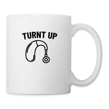 Turnt Up Funny Deaf Awareness Hearing Aid Sign - Mug - white - Right