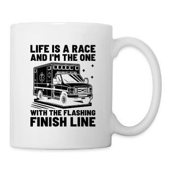 La vie est une course et je suis celui qui a le F clignotant - Mug blanc - blanc - Droite