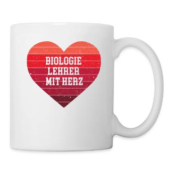 Biologie Lehrer mit Herz Danke Bester Biolehrer - Tasse - Weiß - Rechts