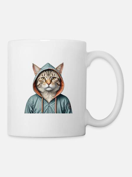 Chat portant une veste - Mug blanc - blanc