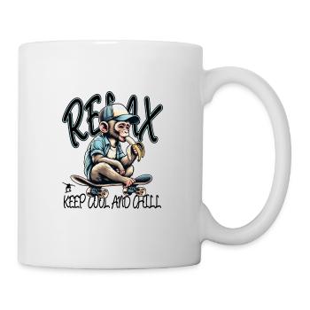 Affe auf Skateboard als relaxter Skater - Tasse - Weiß - Rechts