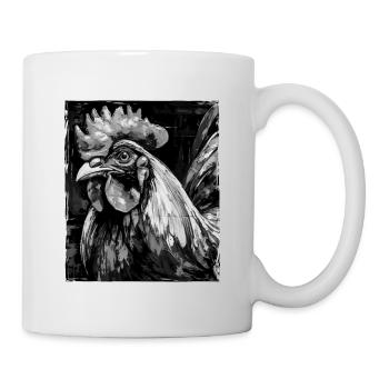 Hahn Porträt - Tasse - Weiß - Rechts