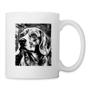 Portrait de chien beagle - Mug blanc - blanc - Droite