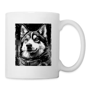 Portrait de chien husky - Mug blanc - blanc - Droite