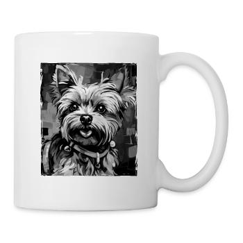 Yorkshire Terrier Hund Porträt - Tasse - Weiß - Rechts