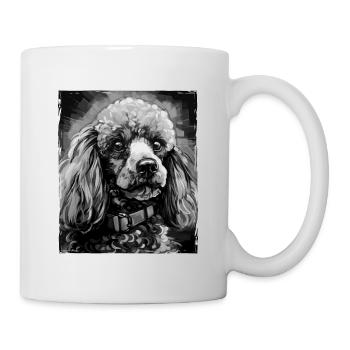 Caniche chien portrait - Mug blanc - blanc - Droite
