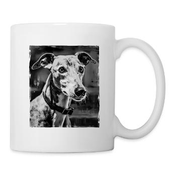 Portrait de chien lévrier - Mug blanc - blanc - Droite
