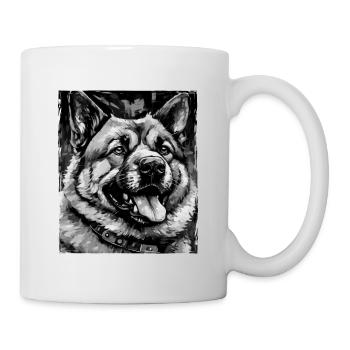 Akita Hund Porträt - Tasse - Weiß - Rechts