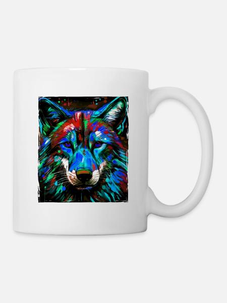 Wolf Porträt - Tasse - Weiß