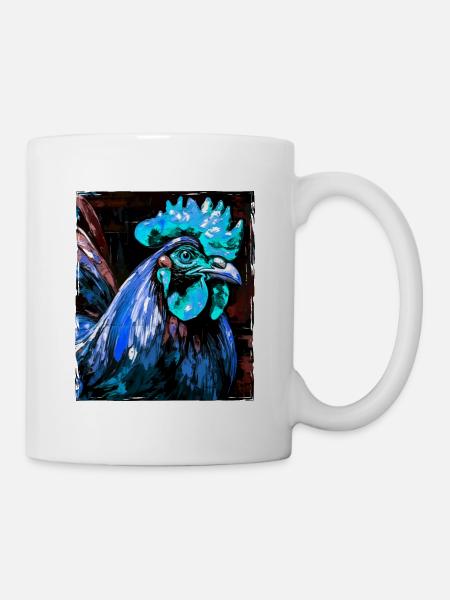 Hahn Porträt - Tasse - Weiß