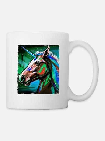 Einhorn Porträt - Tasse - Weiß