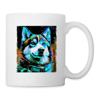 Portrait de chien husky - Mug blanc - blanc - Droite