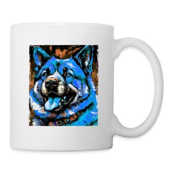 Akita Hund Porträt - Tasse - Weiß - Rechts