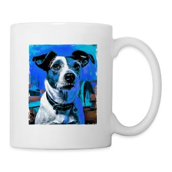 Jack Russel Terrier Hund Porträt - Tasse - Weiß - Rechts