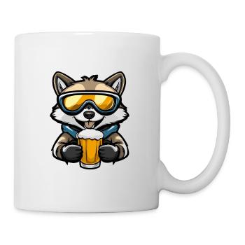 Raccoon après-ski bière bande dessinée - Mug blanc - blanc - Droite