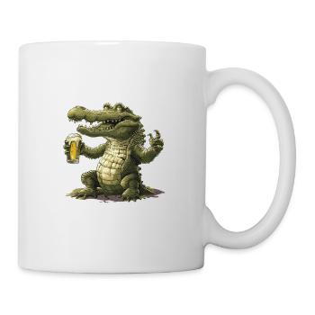 Alligator Bier Lustig - Tasse - Weiß - Rechts