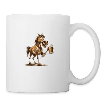 Pferd Bier Lustig - Tasse - Weiß - Rechts